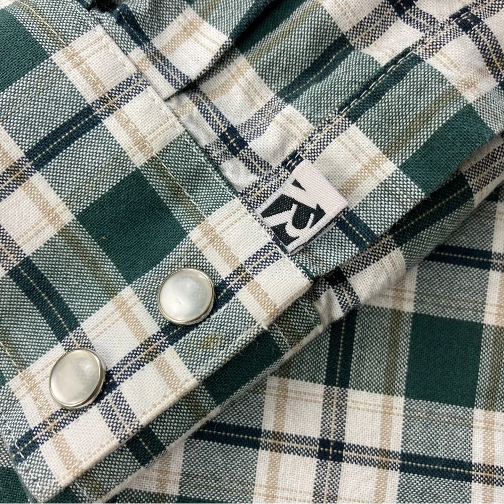 Vintage Rockies Forest Green Plaid Pearl Snap Western Shirt XL - Picture 7 of 14